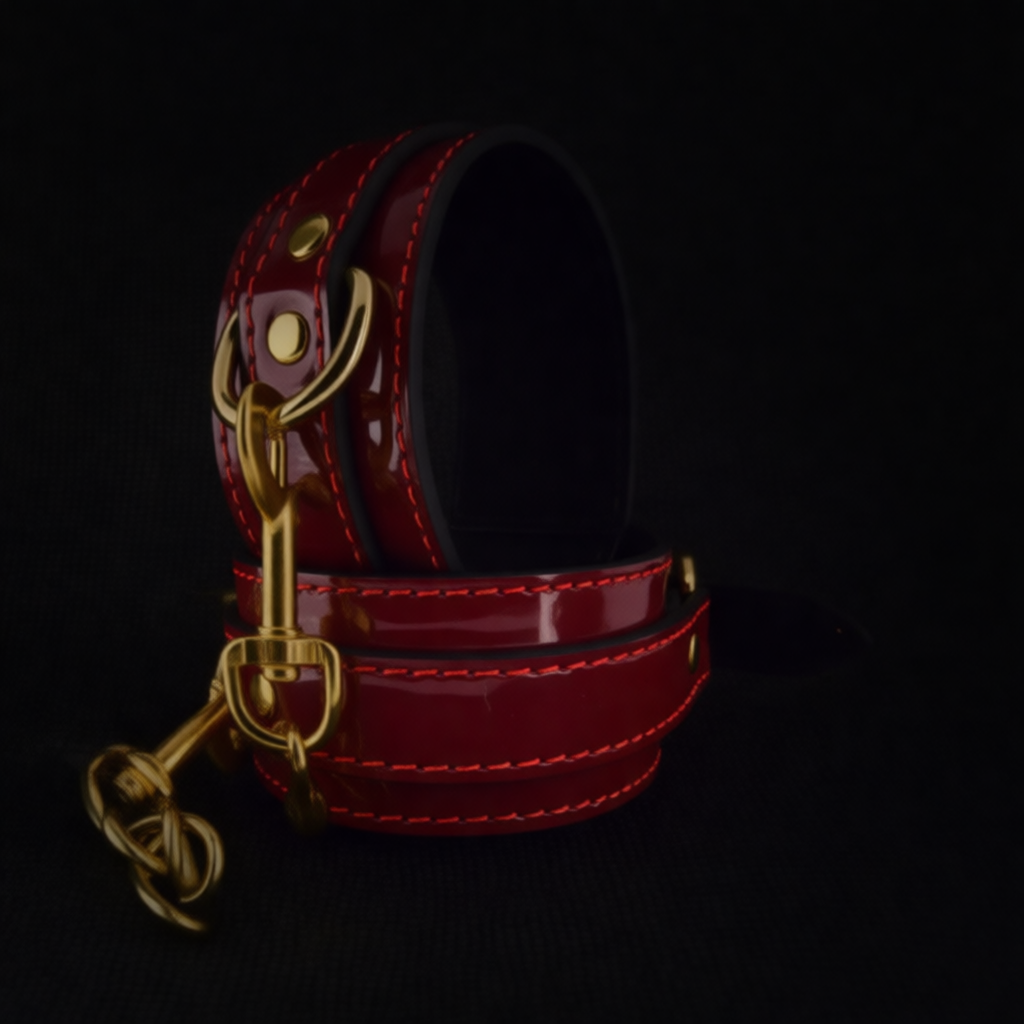 Bound to Please Red Ankle and Neck Cuffs
