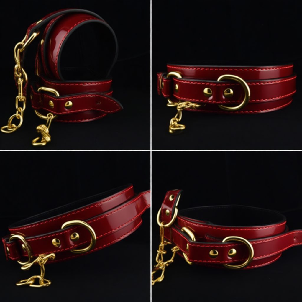 Bound to Please Red Ankle and Neck Cuffs