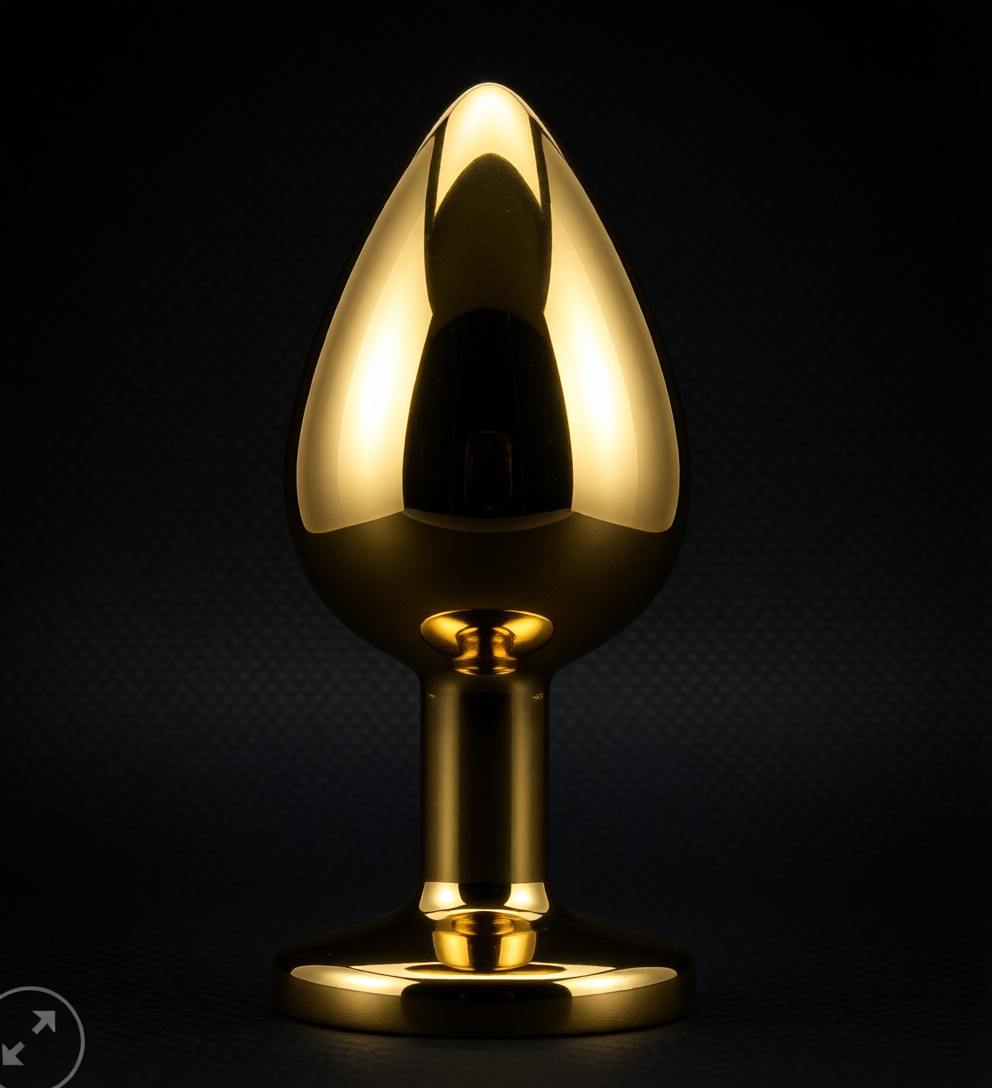 Toosh Gold Metal Butt Plug Large Clear Stone